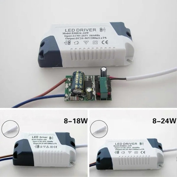 2 stk. LED Driver Ekstern Strømforsyning 8-24W Konstant Strøm Drev Strømforsyning Velegnet til LED Pærer LED Strip Lys