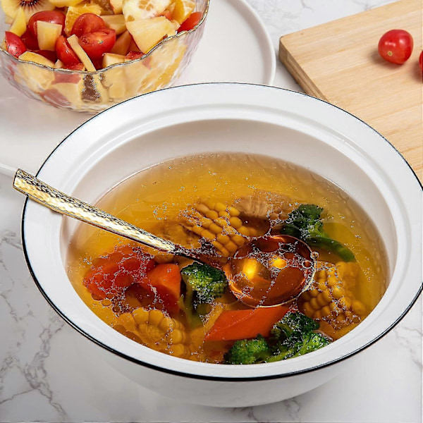 7,67 tommers liten øse skje hamret 18/10 rustfritt stål servering øse suppe øse sausbåt øse (gull)