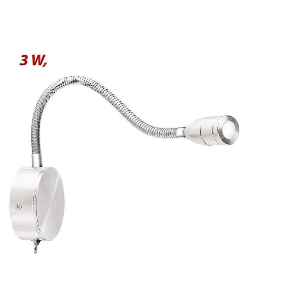 Lunartec Svanhalslampa Säng: LED-säng- & läslampa med svanhals, väggmontering, 3 W, kallvit (Läslampa Säng Svanhals) style301