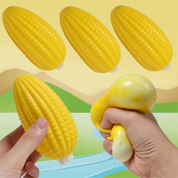 Majs Klemmelegetøj Blødt TPR Elastisk Hurtig Tilbagefald Simuleret Majs Klem Legetøj Dekompressionssans Legetøj Voksne Teenagere Fidget Squishes Stressaflastende Legetøj Par Corn