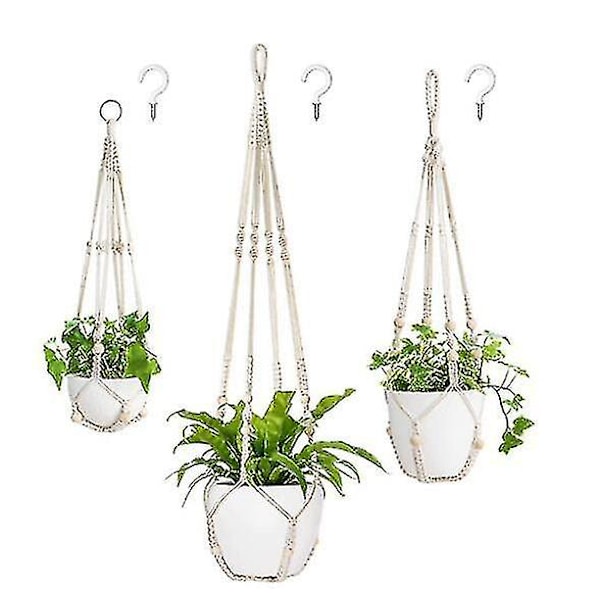 3 stk. Macrame planteophæng, hængende kurv, blomsterpotteophæng planteophæng 1