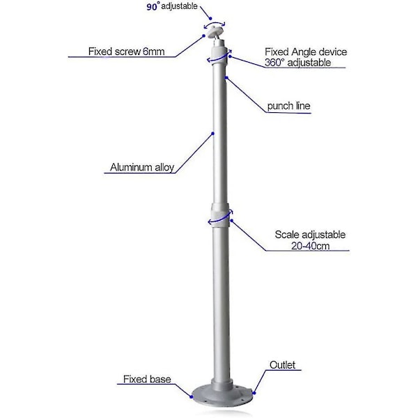 Projektor loft- og vægbeslag 20-40 cm projektorophængsbeslag vægbeslag roterbart aluminiumlegering loftbeslag