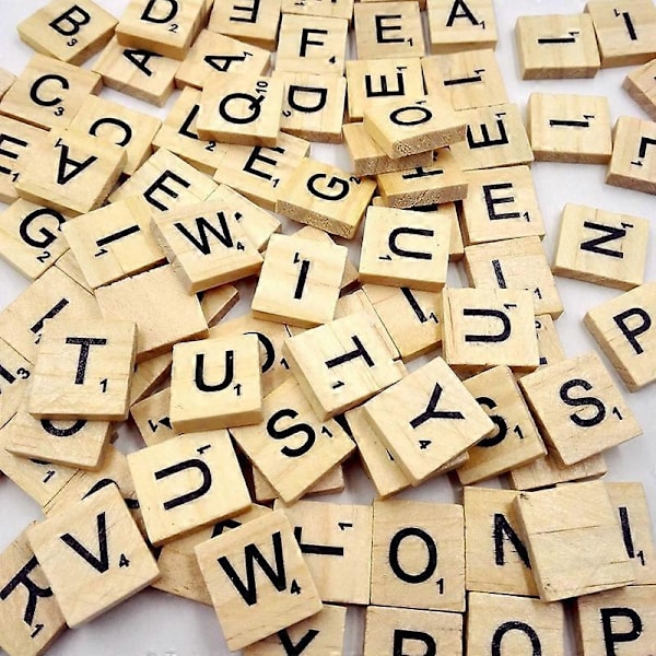 100 Trebokstaver i Tre, Scrabble Bokstaver for Håndverk