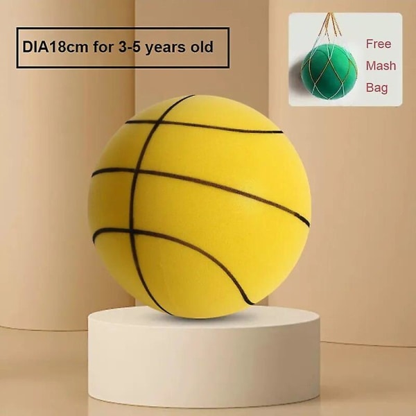 24 cm størrelse 7 lydløs basketball, der hopper højt, lydløs bold, basketball sportspil, børns fødselsdag, julegave Db line yellow 18cm