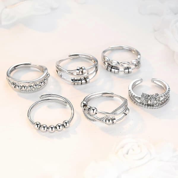Fidget Ring mod Angst Fidget Ringe mod Angst til Kvinder Justerbar Stabling Angstlindring Regnbue Fidget Ring Smykker Gaver (angst Bea [DB]