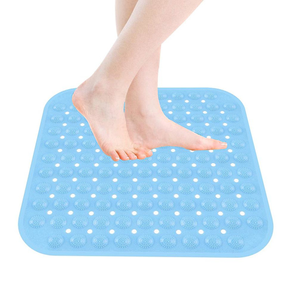 Brusematte, 46*46cm Skridsikker Bruseindsats Antibakteriel Badematte, Bruse Skridsikker Matte Med Sugkopper, Maskinvaskbar Badekarmatte Blue