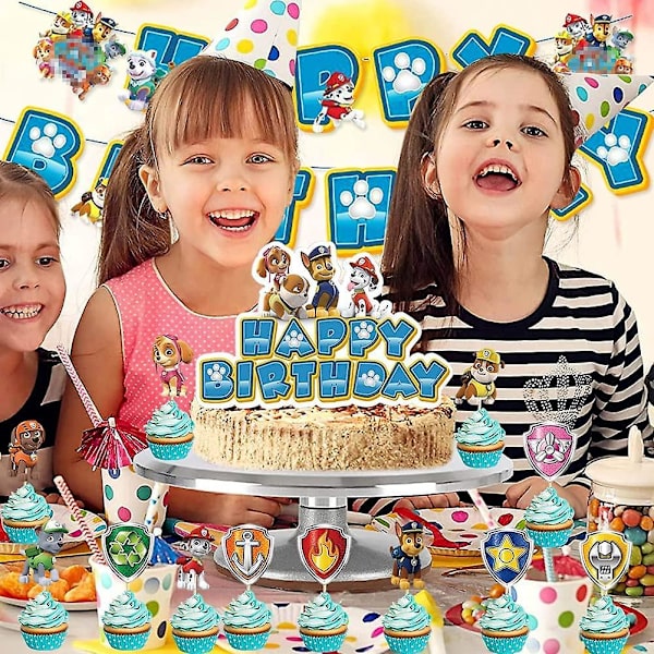 Paw Patrol Ballonger, Födelsedag Dekoration Paw Patrol Födelsedag Dekoration Set Grattis På Födelsedagen Dekoration Ballonger Banderoller För Födelsedagsfest Dekorationer