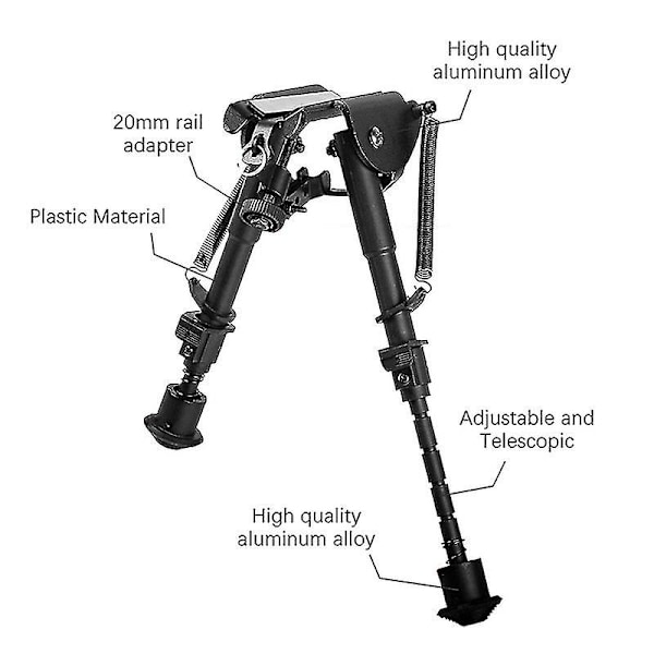 Airsoft riffel bipod 6~9 tommer teleskopisk stativstativ passer til 20mm Picatinny skinne  (FMY)