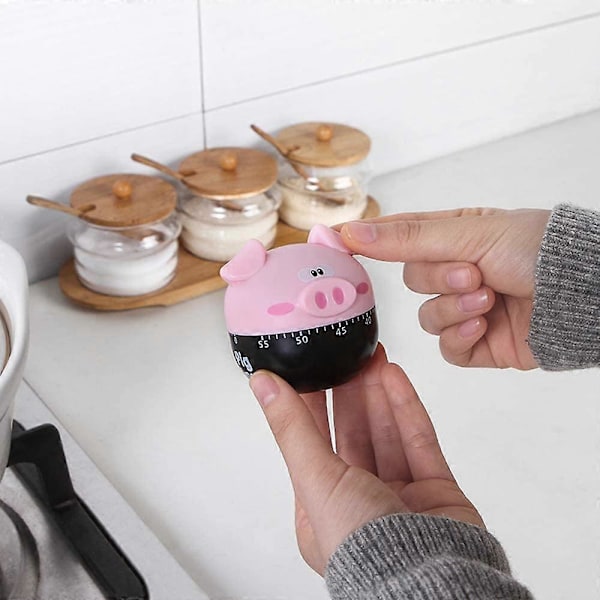 Mekanisk Køkken Timer Alarm, Gris Form, 60min 360