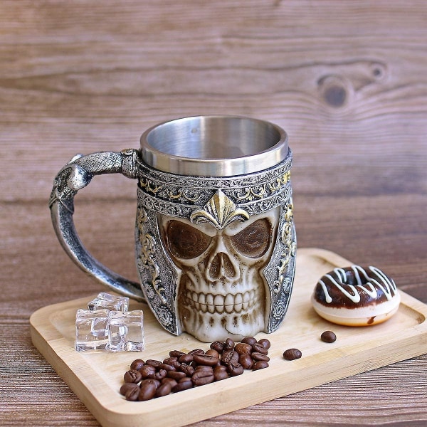 500ml Skalle Kaffe Kanne Viking Skalle Öl Muggar Rostfritt Stål Foder Present Till Män Fars Dag PresenterBY