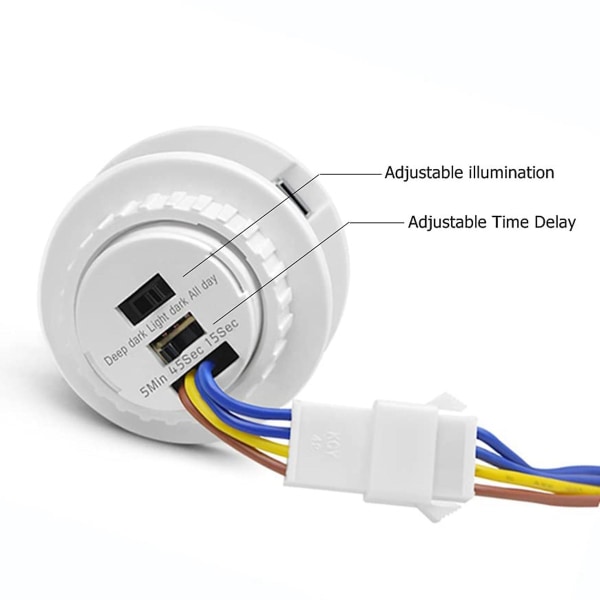 Mini bevægelsessensor lyskontakt 110-220v Pir sensor intelligent detektionstid forsinkelse justerbar infrarød As Shown