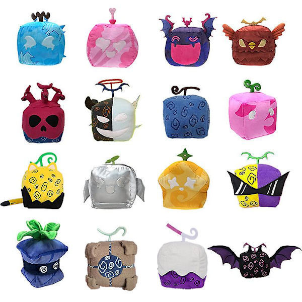 Blox Fruits Plyschleksak 2024, Mjuk PP Bomullsplyschkudde, 8” Kramplyschdjur, Present till Fans Barn DB Rubber