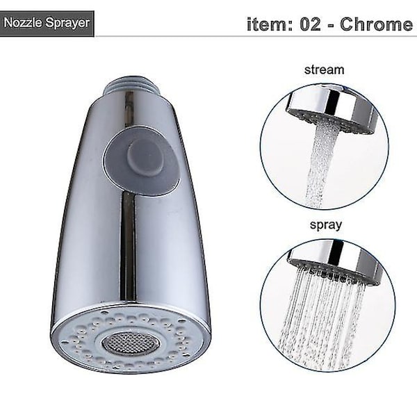 Keittiöhanan suihkupää, vedettävä suihkupää, G1/2-hana 02 Chrome