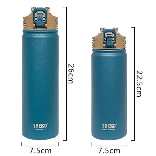 1 stk. Termosflaske med sugerør 530ml 750ml Rustfrit stål Termokop Bil Isoleret kolbe Vandkrus til udendørs sport blue 530ml