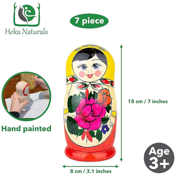 15 Traditionelle Matryoshka Klassisk Semyonov Gul Stil | Babushka Trædukke Gavelegetøj[HK]