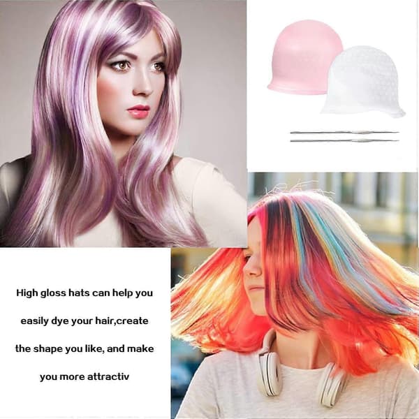 2 stk. hette og sett for highlighting - Gjenbrukbar silikonhatt for hårfarging -