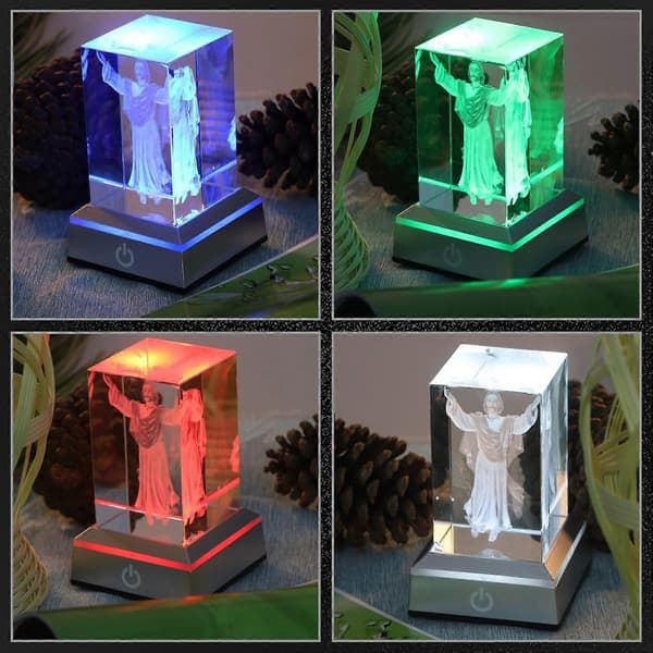 LED Lysbase til Krystal 3D Glaskunst Farverig Belyst Firkantet Stand Display Plade Flad
