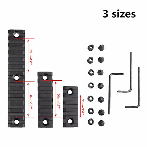 M-Lok Picatinny Rail Tool Rail Aluminium Tillbehör Adapter Monteringsskena 5-spår 7-spår 13-spår för utomhusjakt