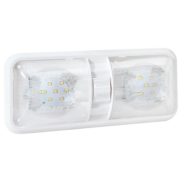 RV-lys, 12V LED-lys 700LM, 8W-lys, loftslampe med dobbelt kuppel, indendørs belysning til White