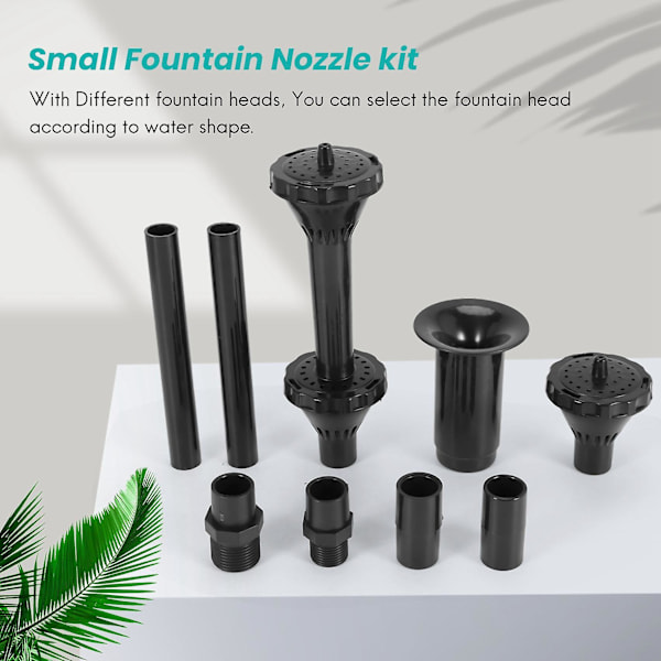 9 st små fontänmunstycken kit vattenfontänmunstycken för dammfontän nedsänkbar pump pool black