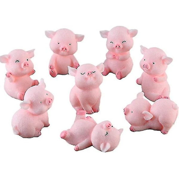 Miniatyr Grisfigurer 8 Stykker, Søte Rosa Grisleker Figur Kakedekorasjon For Eventyrhagedekorasjoner Jul Pultdekorasjon