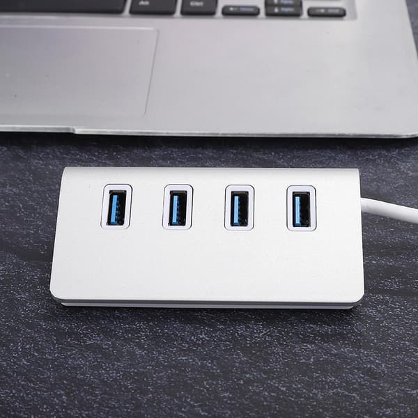 Aluminiumslegering 4 porte USB3.0 Hub Højhastigheds Computer/Laptop Splitter Adapter [DB]