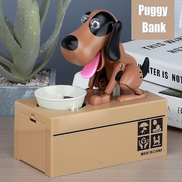 Liten Hund Puggy Bank Batteridriven Robotisk Myntätande Leksak Spargris Sparpengar Myntbank För Blue