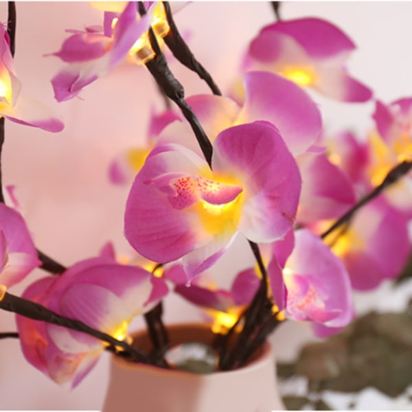 LED-simulerad Phalaenopsis-grenljus Heminredning Jul Festival Dekorativt ljus Grenljussträng