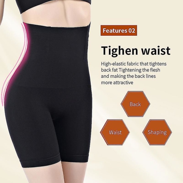 Kvinnors Shapewear Mage Control Shorts Hög midja Butt Lifter Trosa Mid Thigh Body Shaper Black XS-S