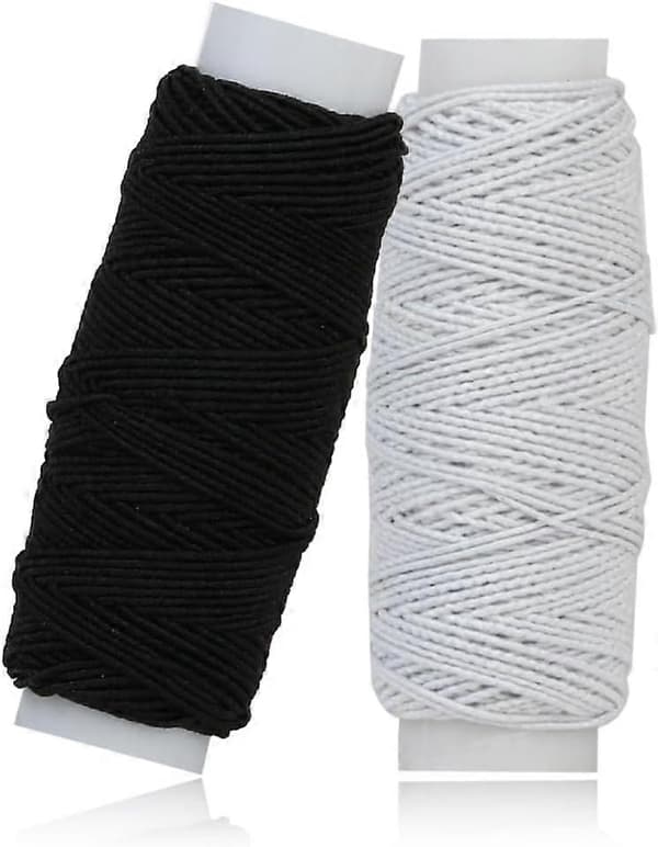 Elastisk Sytråd 2-pak, 30m hver, Multipurpose Sort & Hvid Rynketråd