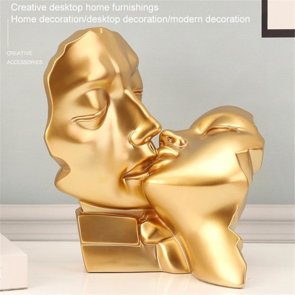 Par Kissing Statue Romantisk Moderne Model Skulptur Elsker Resin Statue Ornament Kunst Håndværk Gave til Valentinsdag Bryllupper Jubilæer Jul 20cm*14.5cm*22cm Gold Kiss