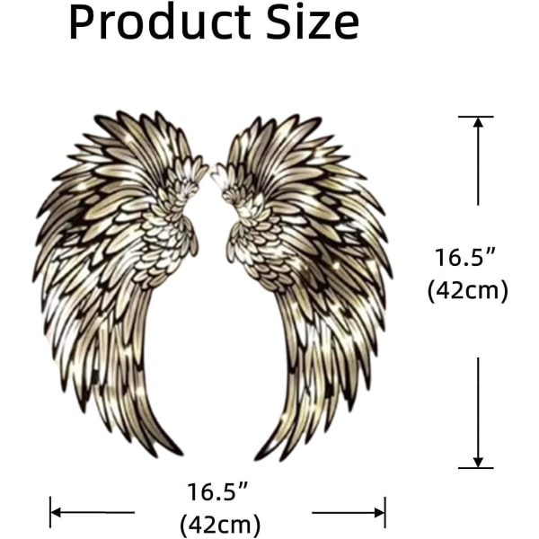 Metallinen Enkelien Siivet Seinäkoriste, Led-Enkelien Siivet Seinäveistos, Hohtava Siipi Taide Sisä- ja Ulkokäyttöön BY 45x45 cm