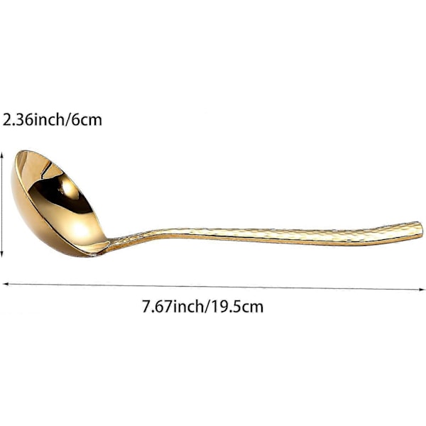 7,67 Tommer Lille Øse Ske Hammeret 18/10 Rustfrit Stål Serveringsske Suppeøse Sovsbåd Øse (guld)