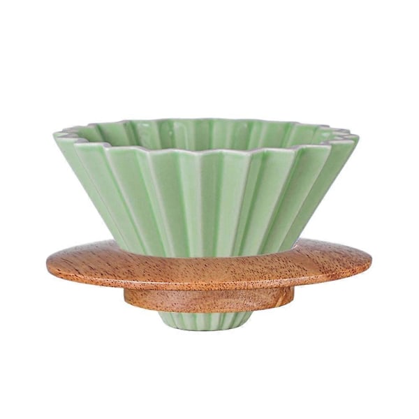 Kaffefilter Keramik Häll över Kaffebryggare Set för Dripper Avtagbar Dripper med Stativ Kaffe Green