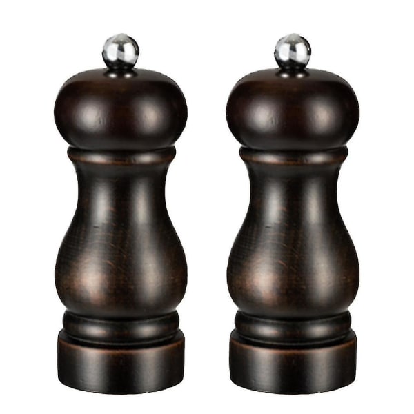 Salt- och pepparkvarnset, manuell pepparkvarn med justerbar grovlek, påfyllningsbara kryddkvarnarBY brown 5 inch