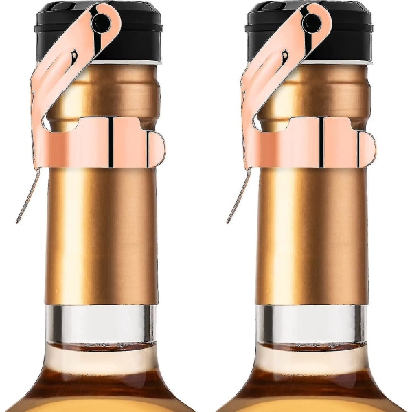 Champagneprop, 2 stk. Rustfrit Stål Champagneflaskeprop Forsegler til Cava Prosecco Mousserende Vinprop BY Rose gold