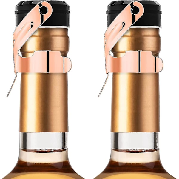 Champagnepropp, 2-pack Rostfritt Stål Champagneflaska Plugg Tätning För Cava Prosecco Mousserande VinproppBY Rose gold