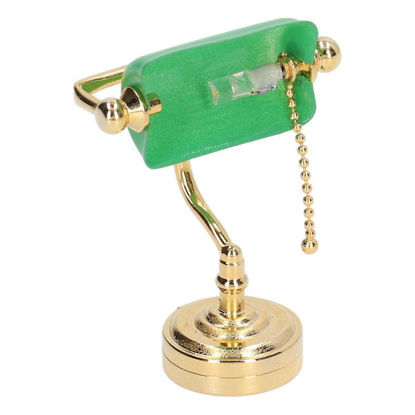 Miniatyyri Vintage Vihreä Pöytälamppu LED 1:12 Nukenkodin Sisustukseen
