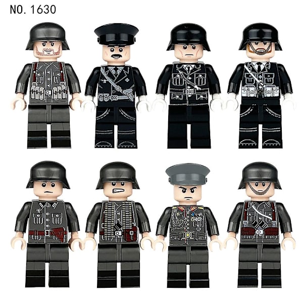8 stk. Militære Samlefigurer Tyske Soldater Samlet Minifigurer