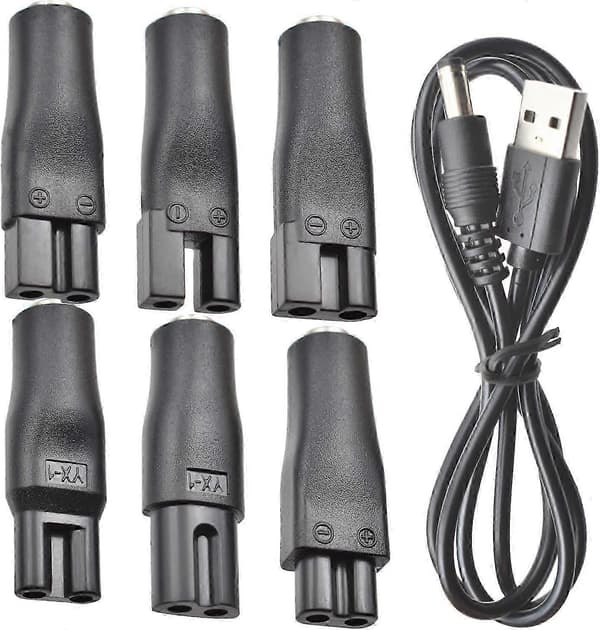 7 stk. 5V Udskiftningsstrømledning til elektriske hårklippere, skægtrimmer USB-adapter [DB]