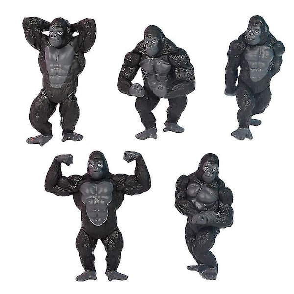 5 stk. Gym Version Gorilla King Kong Ornament Figur Håndmodel BY