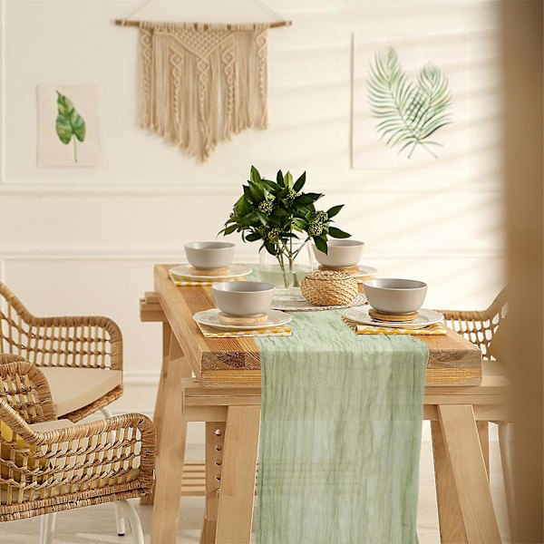4m Gaze-løper til bryllup, bordløper i cheesecloth, Rustikk styling Red