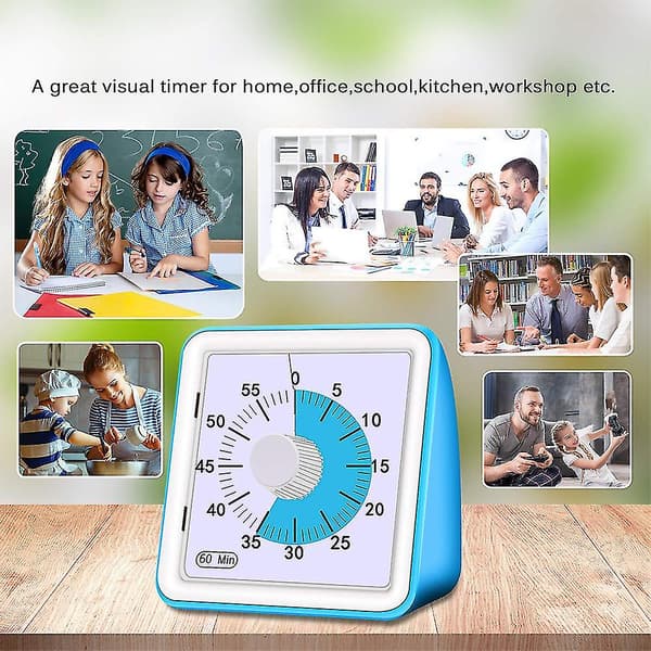 60-minutters Visuell Analog Timer Lesing Timer Stille Telling Tid Verktøy