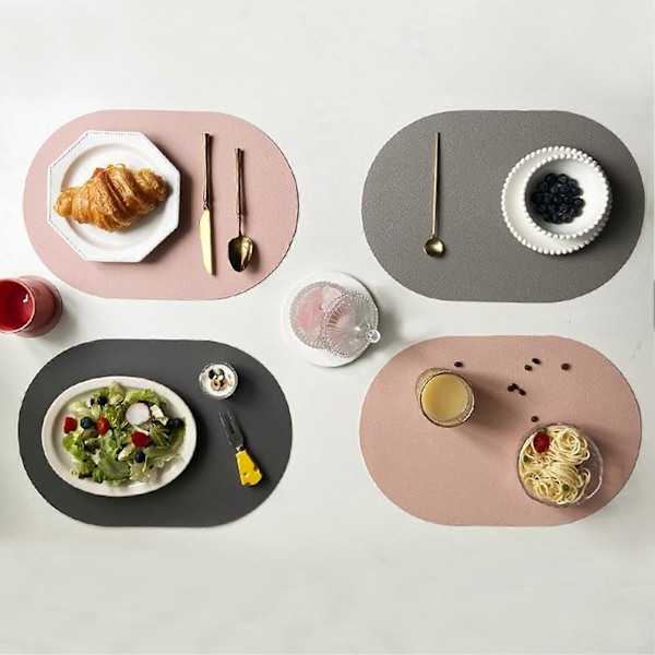 Bordmatte Sklisikker Vaskbar Imitert Skinn Oval Form Isolasjonsmatte for Spisestue Green