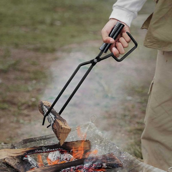 Pejsebrændeovn Brænde Tænger Udendørs Grill Kul Klip Grill Tændstik Tang Til Bål Pejs Bål BY Black