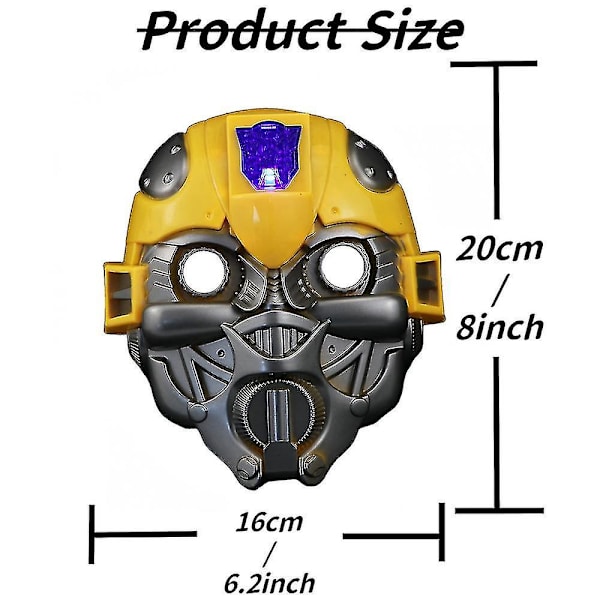 Bumblebee-mask, Ljusupplyst Bumblebee-mask för Halloween, Anime-filmfester Bästa presenten till barn Optimus Prime Bästa bröder, Gul
