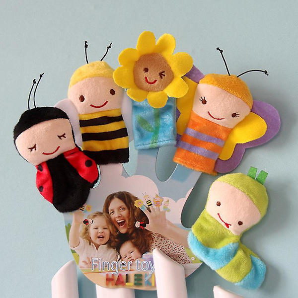 8cm Plush Fingerdocka för Spädbarn Nytt Spel Insekt Litet Djur Handdocka Set Tidig Utbildning Docka (Pris för ett Set (inklusive 5))
