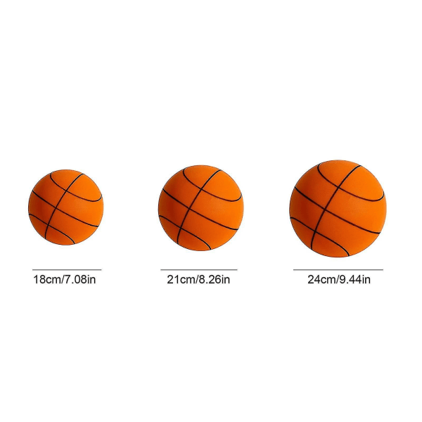 Stille Basketball - Premium Material, Stille Skumkule, Unikt Design, Trenings- og Spillhjelp (FMY) Orange 24cm