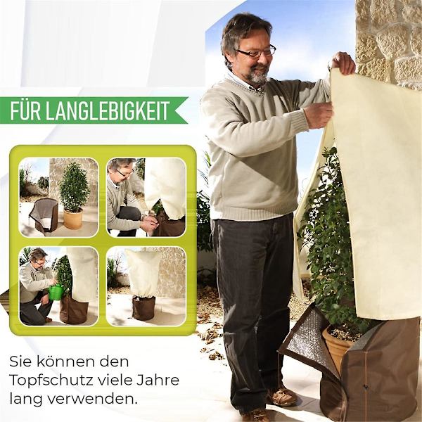 Termisk Pottebeskytter til Planter, Blomsterpottebeskyttelse, Vinterbeskyttelse, Kuldebeskyttelse, Frostbeskyttelse 50 X 70cm Brown