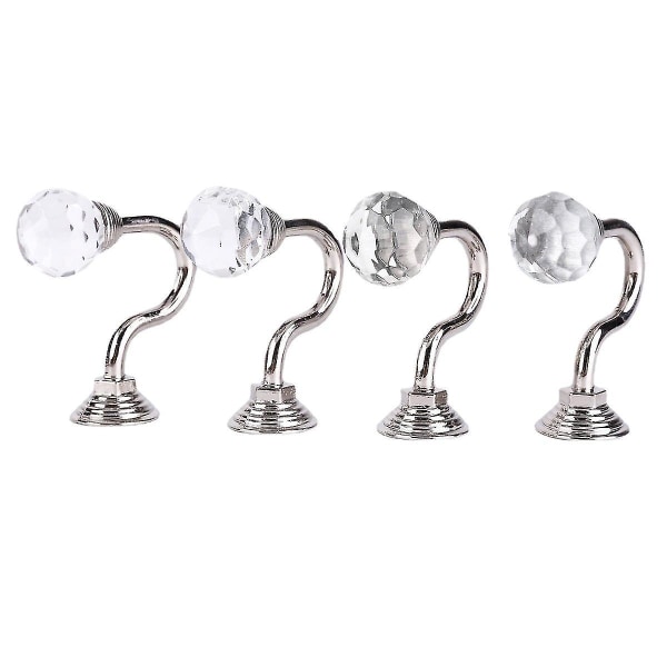 Set Of 4 Acrylic Crystal Finial Rod Hooks Wall Hook With Crystal Ballcurtain Accessories Head Crystal Hook British Classic Small Hook Wall Hook